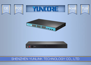 Chiny 24-portowy szybszy przełącznik PoE 48V, IEEE 802.3af / w standardzie + 2 * port Gigabit Up-Link + 2 * gigabitowy port SFP Fiber dostawca